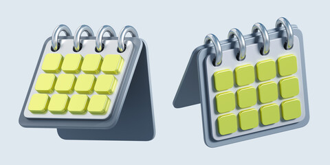 Poster - 3d icon of calendars. 3d illustration for finance and banking. simple 3d rendering of calendar