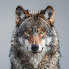 Close-up of wolf face isolated. Head front view. Generative AI