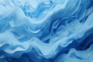 Poster - close up of blue fabric with wave pattern, bare background of bright monochromatic blue, without any gradients or deviations