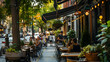 © Lotti - Vibrant sidewalk cafes bustling with customers enjoying al fresco dining in a lively outdoor scene.