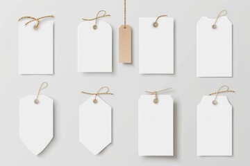 Poster - A set of six blank tags hanging from a string