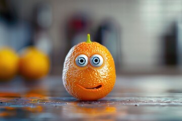 Poster - A bright orange with cartoonish googly eyes, great for creative projects and illustrations