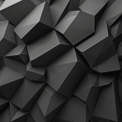 Wall Mural - abstract design featuring intricate black polygons set against a solid black background, creating a striking and sophisticated visual contrast.