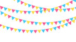 © Anminsi - Carnival garland with flags for festive decoration in yellow, blue and pink colors.