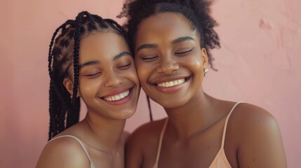 The smiling young friends