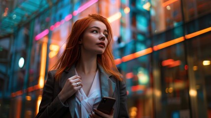 Poster - The woman with neon lights