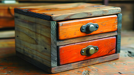 Carpenter creating small wooden storage box using upcycled wood