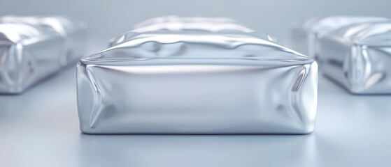 Wall Mural - three silver boxes are shown in a row, with the middle one being the largest