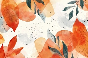 Aufkleber - A delicate watercolor painting featuring leaves on a pure white background, perfect for adding a touch of elegance to any design