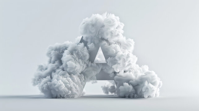 Capital letter A made of clouds or soft cotton. Fluffy airy style. Scrapbook activity. Generative AI