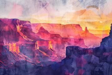 Poster - Sunset over Grand Canyon landscape