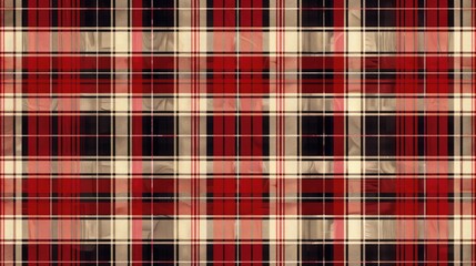 Poster - High-quality image of a red and black plaid fabric pattern, ideal for textile designs or fashion projects
