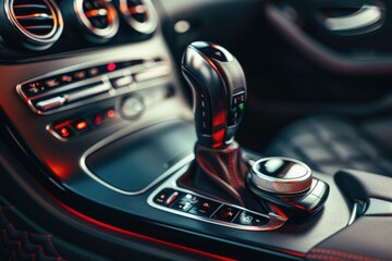 Poster - A detailed view of a car's gear shift lever, ideal for automotive or technical illustrations