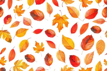 Poster - A collection of colorful leaves against a plain white background