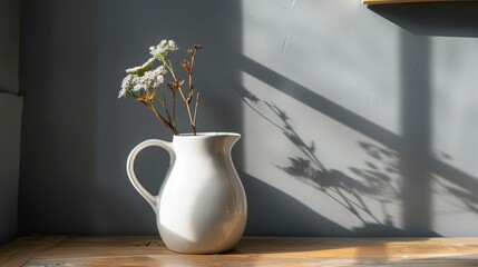 Poster - White Flowers in a White Pitcher