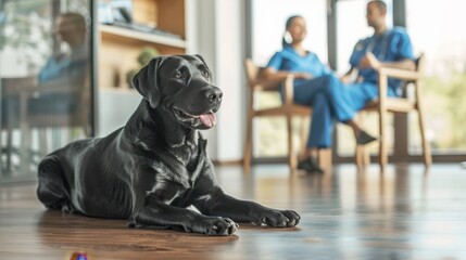 Wall Mural - The black labrador in clinic