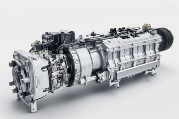 Poster - A jet engine sitting on a clean white surface, ideal for industrial or technological concepts