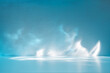 © mallmo - Simple abstract light blue background for product presentation with sun light reflections and shadows on wall. Winter background.