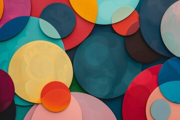 Poster - bunch of colorful circles are arranged in pattern, cluster of overlapping circles in various sizes and colors, representing diversity