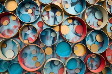Poster - bunch of colorful circles are arranged in pattern, cluster of overlapping circles in various sizes and colors, representing diversity