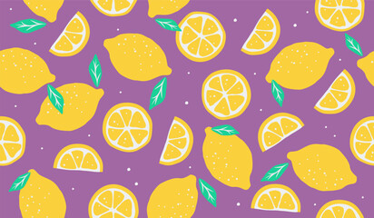 Cute lemon fruits pattern background vector design
