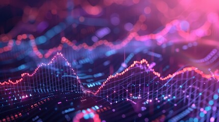 Poster - 3D stock market graph with rising lines, symbolizing business trading and investment.