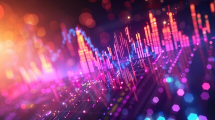 Poster - 3D stock market graph with rising lines, symbolizing business trading and investment.