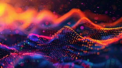 Poster - abstract 3d financial data streams with bright colors, symbolizing market dynamics.