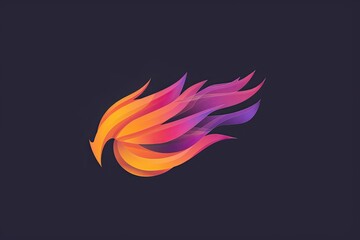 Poster - colorful bird logo on dark background, Creative and playful logos for startups and innovative ventures