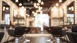 © Nadin Faust - blurred hair salon background with chairs and tables, no people in focus, featuring sharp foreground and high resolution photography with professional color grading