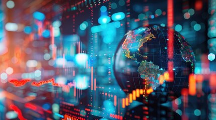 Poster - financial data overlays, highlighting global market trends.