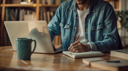 Wall Mural - The man writing at desk