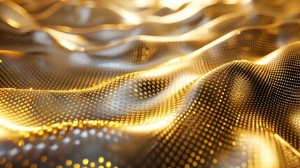 Wall Mural - Abstract 3D golden mesh with dynamic lighting, highlighting luxury and sophistication.