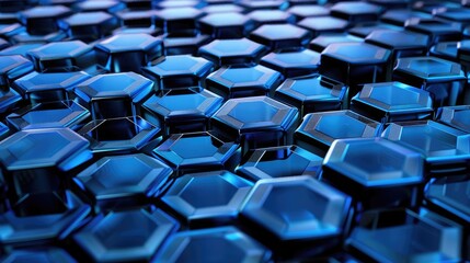 Poster - Abstract 3D hexagon grid with financial symbols, representing structured business environments.