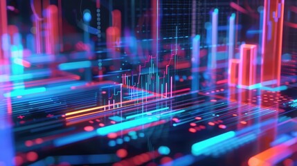 Poster - 3D financial report with digital elements, representing detailed business analysis.