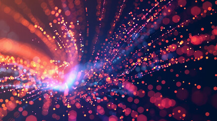 3D illustration of a point explosion with dynamic particles