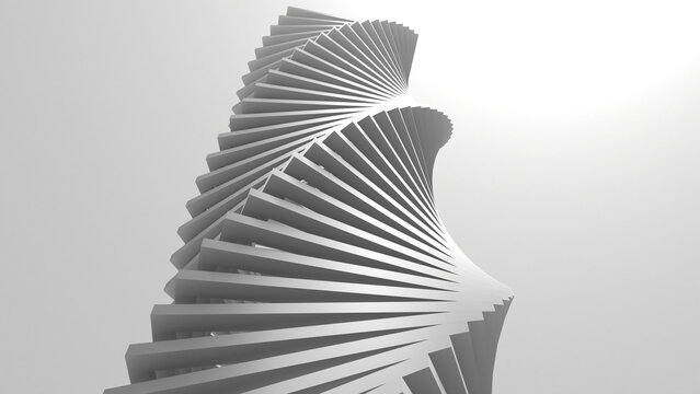 3D grayscale rendering of abstract structure. A simple, minimal, and modern or contemporary background or wallpaper. 3D rendering