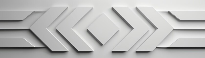 Poster - White Geometric Arrows Design On A Light Grey Wall