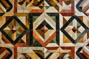 Poster - black and white photo of wall with pattern of triangles, geometric pattern with repeating squares and triangles