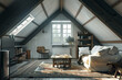 © zphoto83 - Beautiful cozy attic living space with natural light and rustic decor