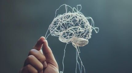 Poster - Hand Holding a Tangled Wire Brain Model