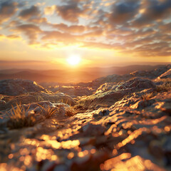  sunrise in desert during spring low Angle 