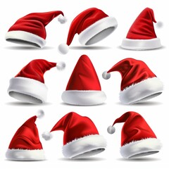 Wall Mural - Santa hat icon, christmas hat, santa claus cap , red holiday costume symbol, xmas hat sign on white