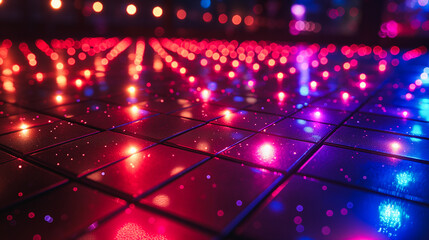 Poster - Glowing disco floor with an array of colorful lights creating a dynamic party atmosphere.