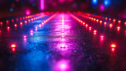Poster - Radiant disco floor with multicolored lights against a lively backdrop, ideal for vibrant party scenes.
