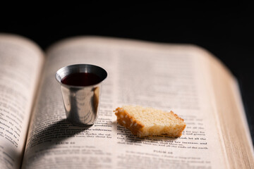 Wall Mural - Communion, Christians celebrate their faith by partaking in bread and wine, symbolizing the body and blood of Jesus Christ, as taught in the Bible and cherished in their holy religion. communion, holy