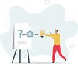 © Oleg - Problem solving skill, idea to solve difficulty challenge, process or procedure to fix problem, information to achieve goal concept,flat design.illustration with people.