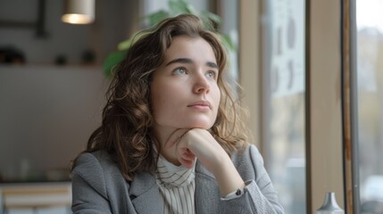 Wall Mural - The thoughtful young woman