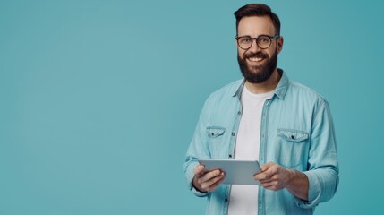 Wall Mural - The bearded man with tablet