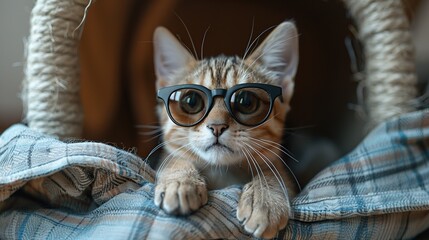 Cute Cat Wearing Glasses